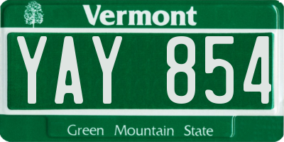 VT license plate YAY854