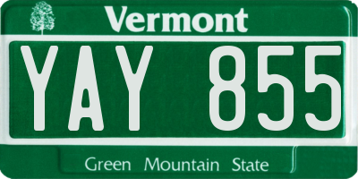 VT license plate YAY855