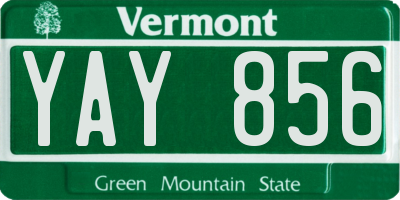 VT license plate YAY856