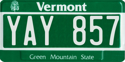 VT license plate YAY857