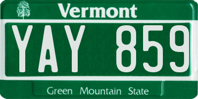 VT license plate YAY859