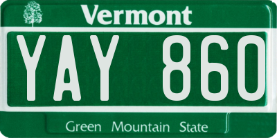 VT license plate YAY860