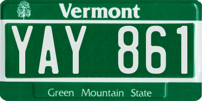 VT license plate YAY861