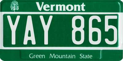 VT license plate YAY865