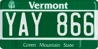 VT license plate YAY866