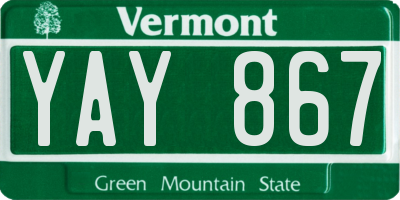 VT license plate YAY867