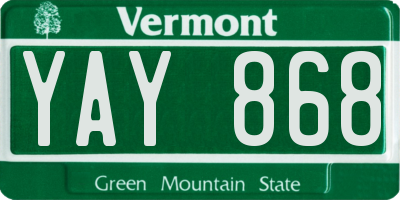 VT license plate YAY868