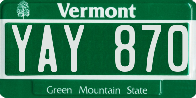 VT license plate YAY870