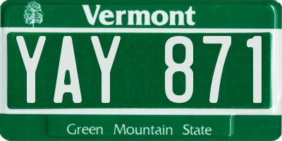 VT license plate YAY871