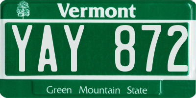 VT license plate YAY872