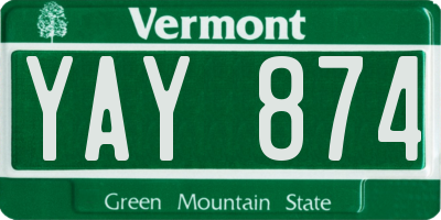 VT license plate YAY874