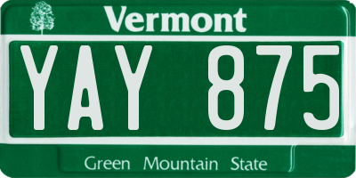 VT license plate YAY875