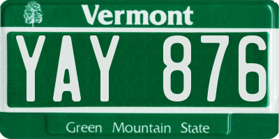 VT license plate YAY876