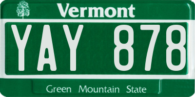VT license plate YAY878