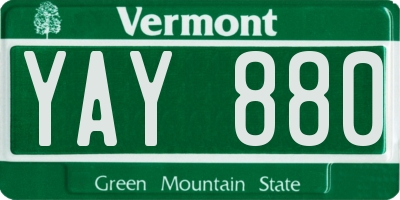 VT license plate YAY880
