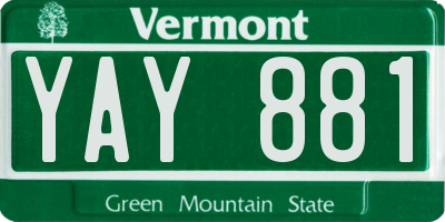 VT license plate YAY881