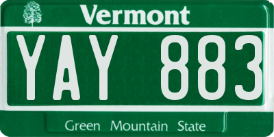 VT license plate YAY883