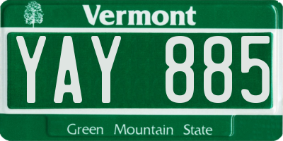 VT license plate YAY885