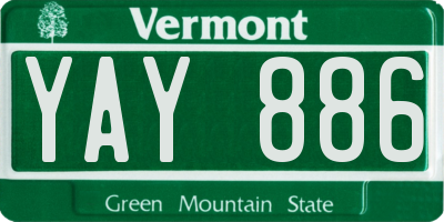 VT license plate YAY886
