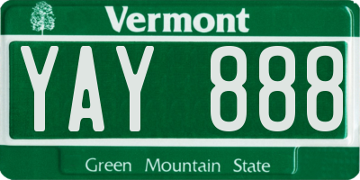 VT license plate YAY888