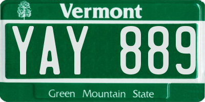 VT license plate YAY889