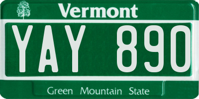 VT license plate YAY890