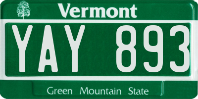VT license plate YAY893
