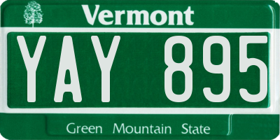 VT license plate YAY895