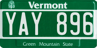 VT license plate YAY896