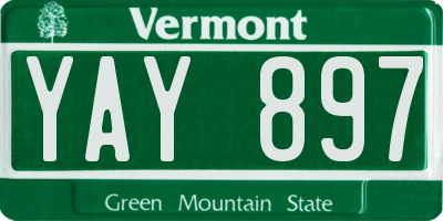 VT license plate YAY897