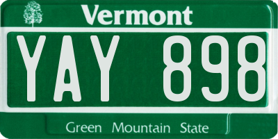 VT license plate YAY898
