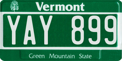 VT license plate YAY899