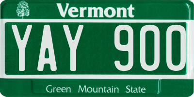 VT license plate YAY900