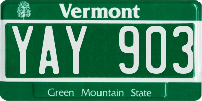 VT license plate YAY903