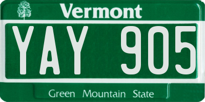 VT license plate YAY905