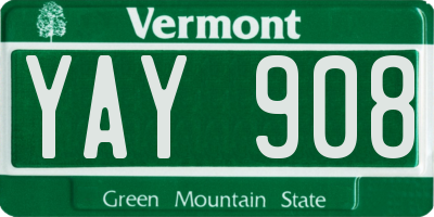 VT license plate YAY908