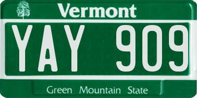 VT license plate YAY909