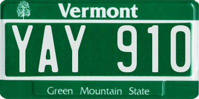 VT license plate YAY910