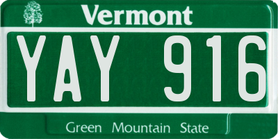 VT license plate YAY916