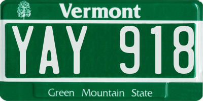 VT license plate YAY918