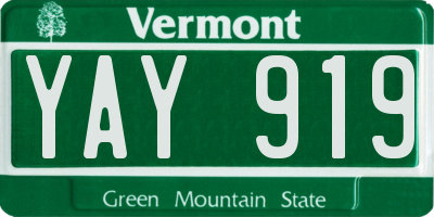 VT license plate YAY919