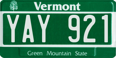 VT license plate YAY921