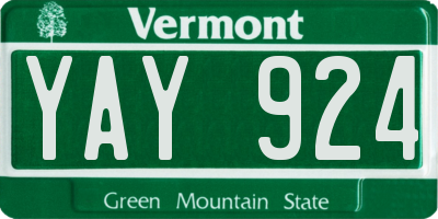 VT license plate YAY924