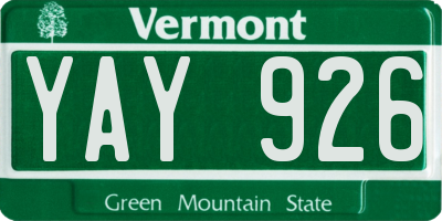 VT license plate YAY926