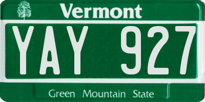 VT license plate YAY927
