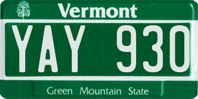 VT license plate YAY930