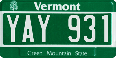 VT license plate YAY931