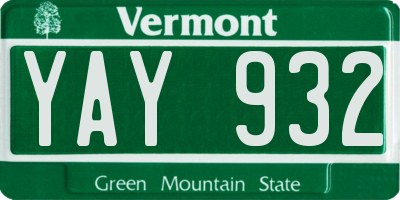 VT license plate YAY932