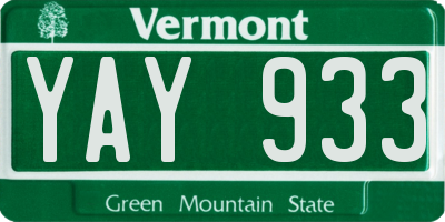 VT license plate YAY933