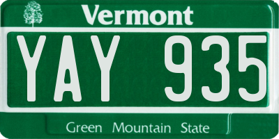 VT license plate YAY935